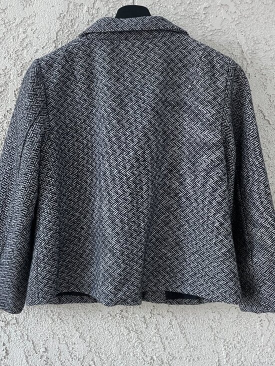 Nick & Mo Wool Blend Herringbone Blazer Jacket Grey Black Tweed Poetcore M - Picture 2 of 14